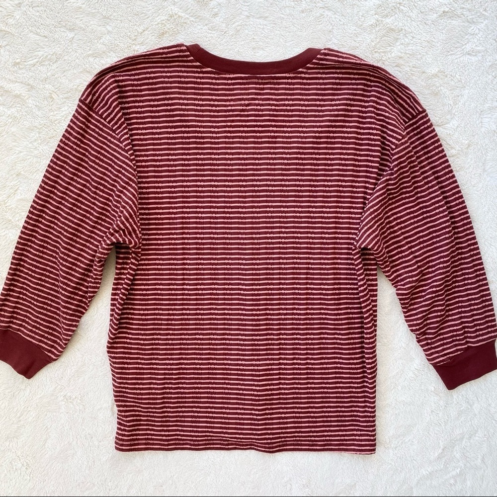 Anthropologie ribbed pink marois Hannah v neck top 70’s 80’s inspired small - Picture 5 of 14